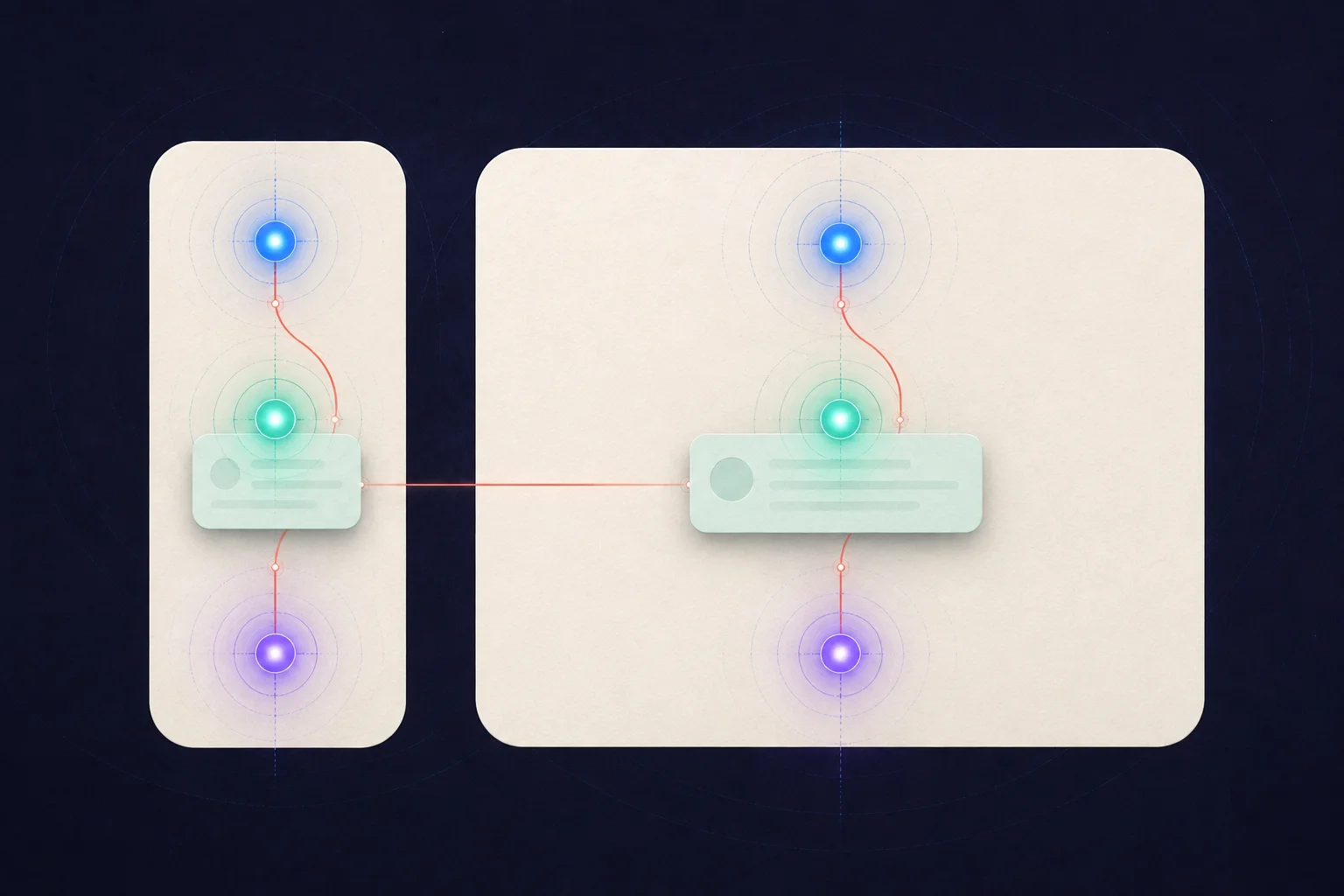 Two illustrated panels preserve the same Process sequence, with a mint Campaign card beneath the matching step in each.